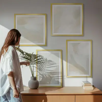 Galería de pared decoración con pinceladas abstractas sobre lienzo