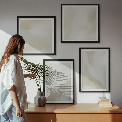Galería de pared decoración con pinceladas abstractas sobre lienzo