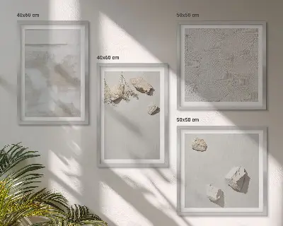 Set de 4 cuadros para salón diseño con textura bohemia de arenisca