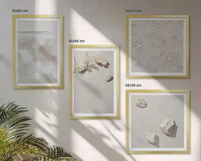Set de 4 cuadros para salón diseño con textura bohemia de arenisca
