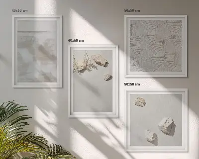 Set de 4 cuadros para salón diseño con textura bohemia de arenisca
