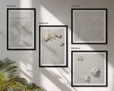 Set de 4 cuadros para salón diseño con textura bohemia de arenisca
