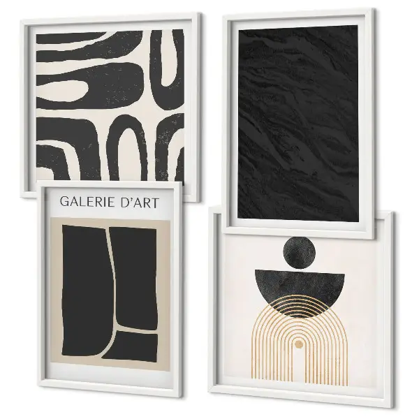 Set de 4 cuadros para salón con diseño de formas abstractas de mármol
