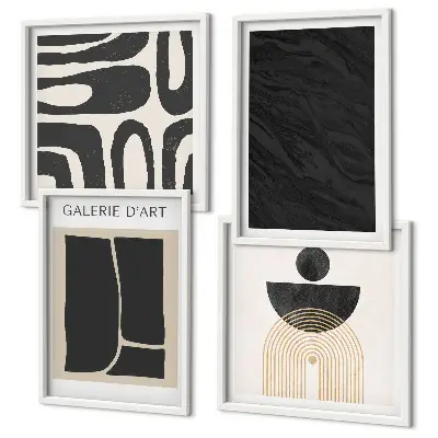 Set de 4 cuadros para salón con diseño de formas abstractas de mármol