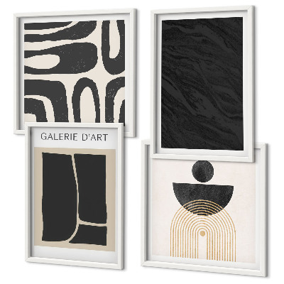 Set de 4 cuadros para salón Formas abstractas de mármol
