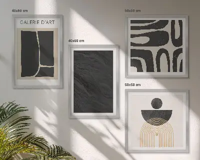 Set de 4 cuadros para salón con diseño de formas abstractas de mármol