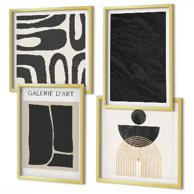 Set de 4 cuadros para salón con diseño de formas abstractas de mármol