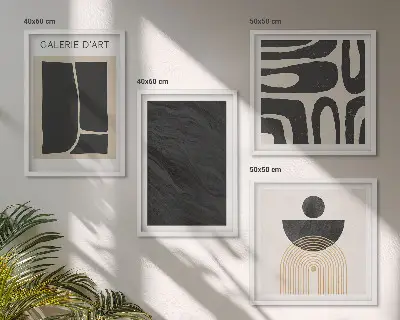 Set de 4 cuadros para salón con diseño de formas abstractas de mármol