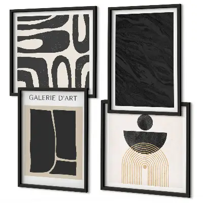Set de 4 cuadros para salón con diseño de formas abstractas de mármol