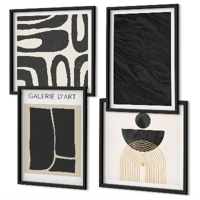Set de 4 cuadros para salón Formas abstractas de mármol