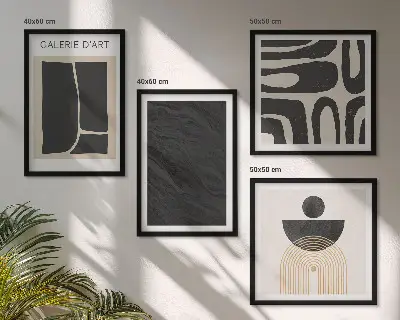 Set de 4 cuadros para salón con diseño de formas abstractas de mármol