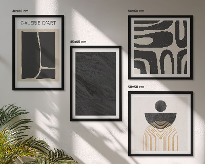 Set de 4 cuadros para salón Formas abstractas de mármol
