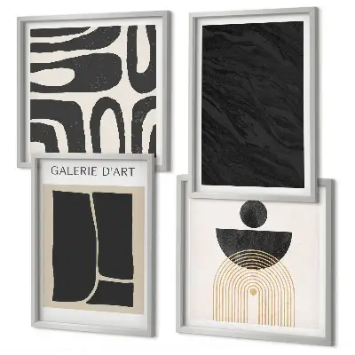 Set de 4 cuadros para salón con diseño de formas abstractas de mármol