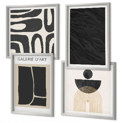 Set de 4 cuadros para salón Formas abstractas de mármol