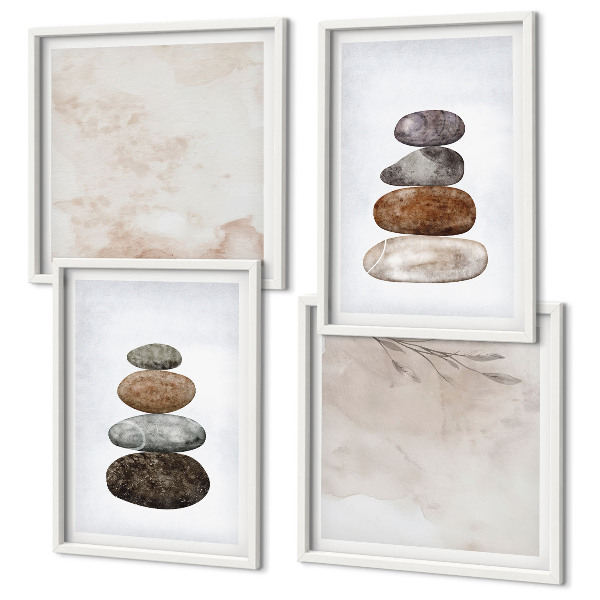 Set de cuadros modernos para salón Montones de piedras, pintura bohemia