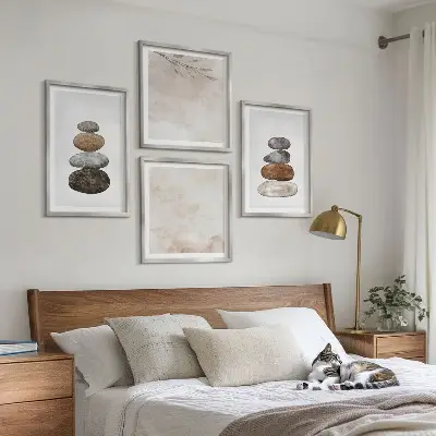 Set de cuadros modernos para salón diseño de piedras en estilo bohemio