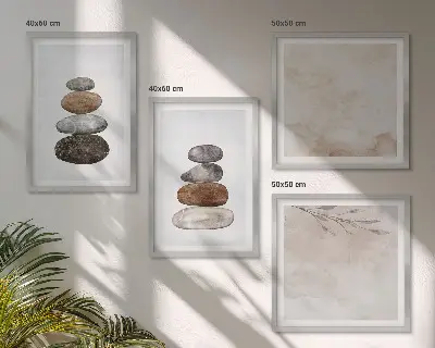 Set de cuadros modernos para salón diseño de piedras en estilo bohemio