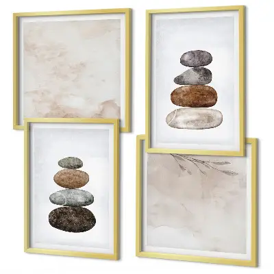 Set de cuadros modernos para salón diseño de piedras en estilo bohemio