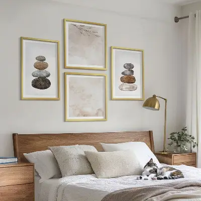 Set de cuadros modernos para salón diseño de piedras en estilo bohemio