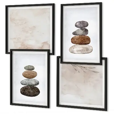 Set de cuadros modernos para salón diseño de piedras en estilo bohemio