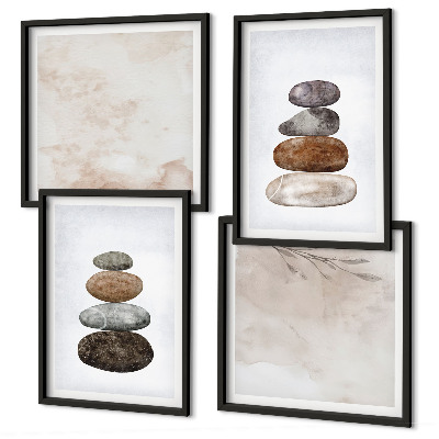 Set de cuadros modernos para salón Montones de piedras, pintura bohemia