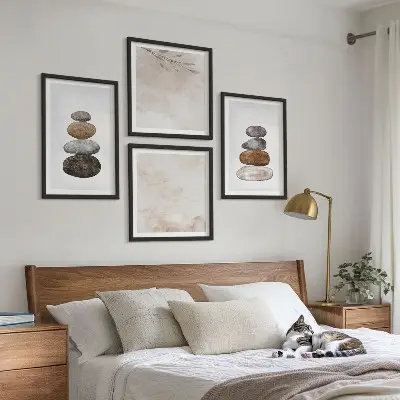 Set de cuadros modernos para salón diseño de piedras en estilo bohemio