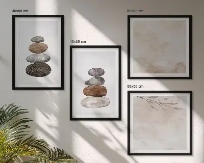 Set de cuadros modernos para salón diseño de piedras en estilo bohemio
