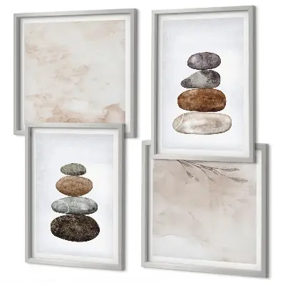 Set de cuadros modernos para salón diseño de piedras en estilo bohemio