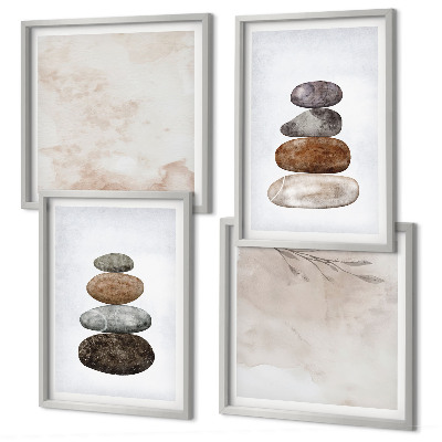 Set de cuadros modernos para salón Montones de piedras, pintura bohemia