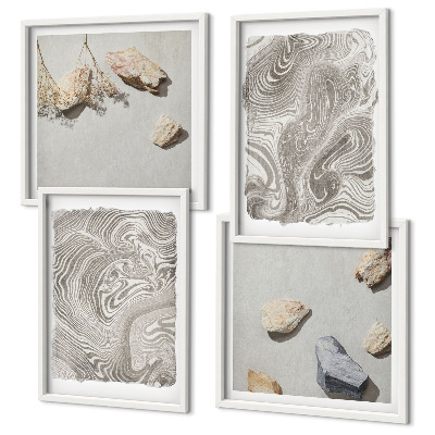 Set de 4 cuadros para salón Formas abstractas modernas