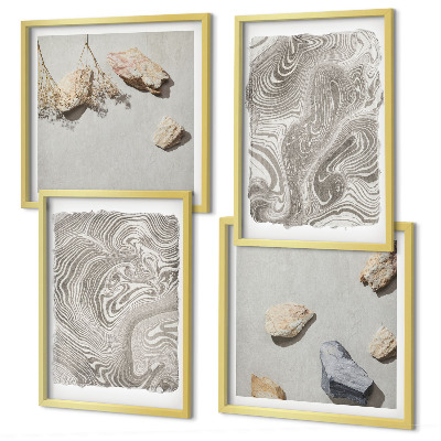 Set de 4 cuadros para salón Formas abstractas modernas