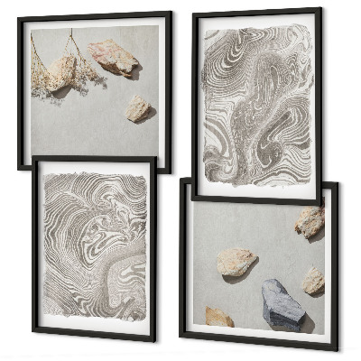 Set de 4 cuadros para salón Formas abstractas modernas