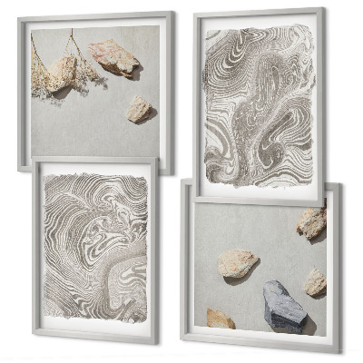 Set de 4 cuadros para salón Formas abstractas modernas