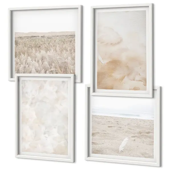 Galería de pared con texturas de moda en tonos pastel