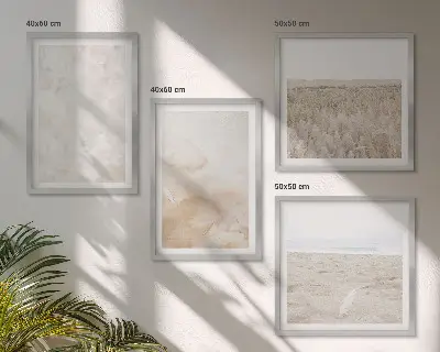 Galería de pared con texturas de moda en tonos pastel