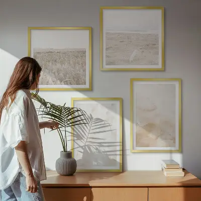 Galería de pared con texturas de moda en tonos pastel