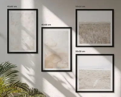 Galería de pared con texturas de moda en tonos pastel
