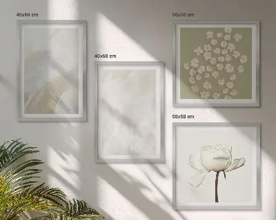 Set de cuadros modernos para salón con diseño de flores y texturas bohemias de moda