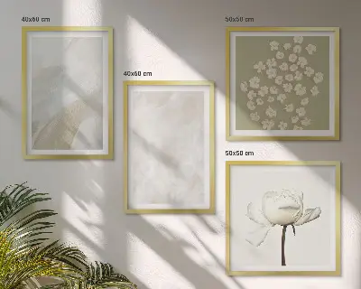 Set de cuadros modernos para salón con diseño de flores y texturas bohemias de moda