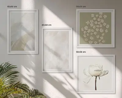 Set de cuadros modernos para salón con diseño de flores y texturas bohemias de moda