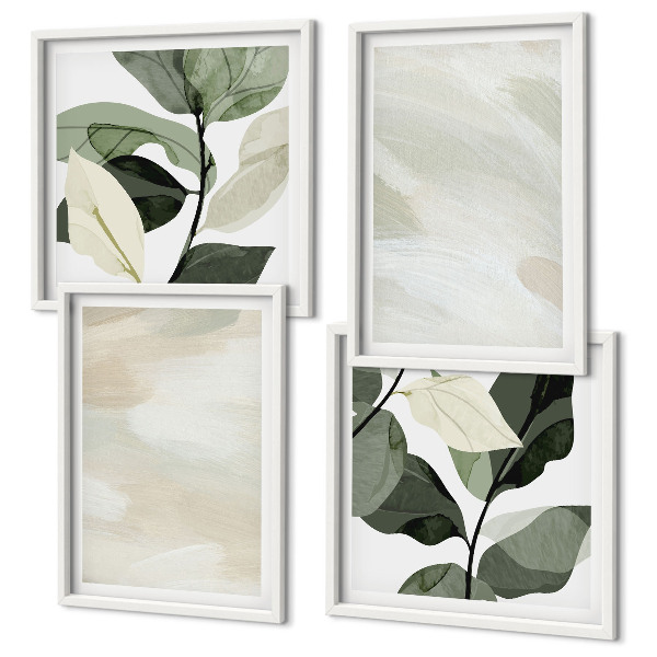 Set de 4 cuadros para salón Pinturas abstractas bohemias de colores brillantes