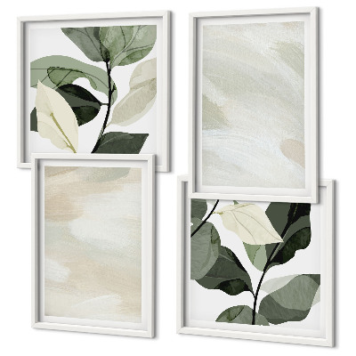 Set de 4 cuadros para salón Pinturas abstractas bohemias de colores brillantes