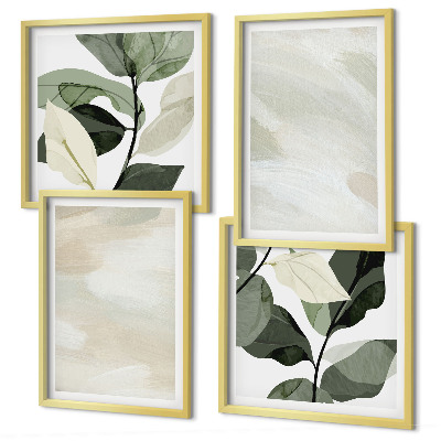 Set de 4 cuadros para salón Pinturas abstractas bohemias de colores brillantes