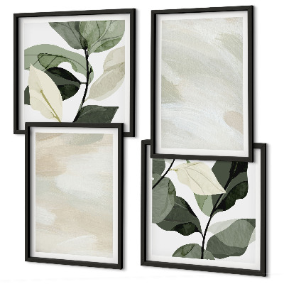 Set de 4 cuadros para salón Pinturas abstractas bohemias de colores brillantes