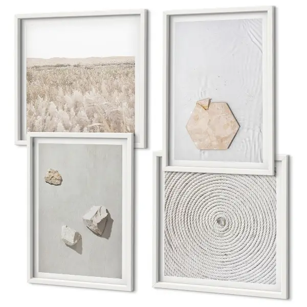 Galería de pared con texturas de arena estilo boho