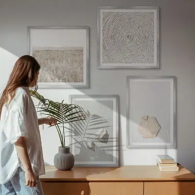 Galería de pared con texturas de arena estilo boho