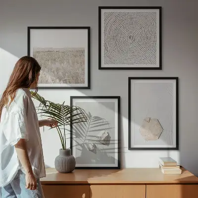 Galería de pared con texturas de arena estilo boho