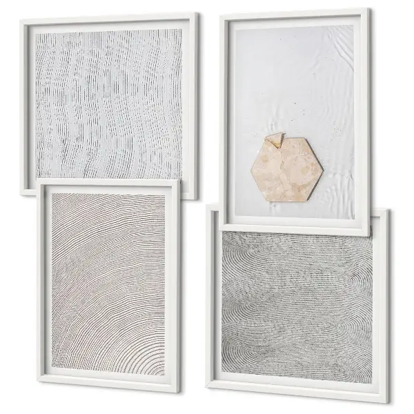 Set de cuadros modernos para salón con diseño de texturas de arena estilo boho