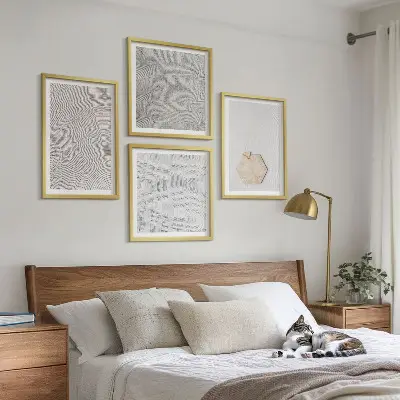Set de cuadros modernos para salón con diseño de texturas de arena estilo boho
