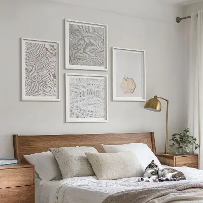Set de cuadros modernos para salón con diseño de texturas de arena estilo boho
